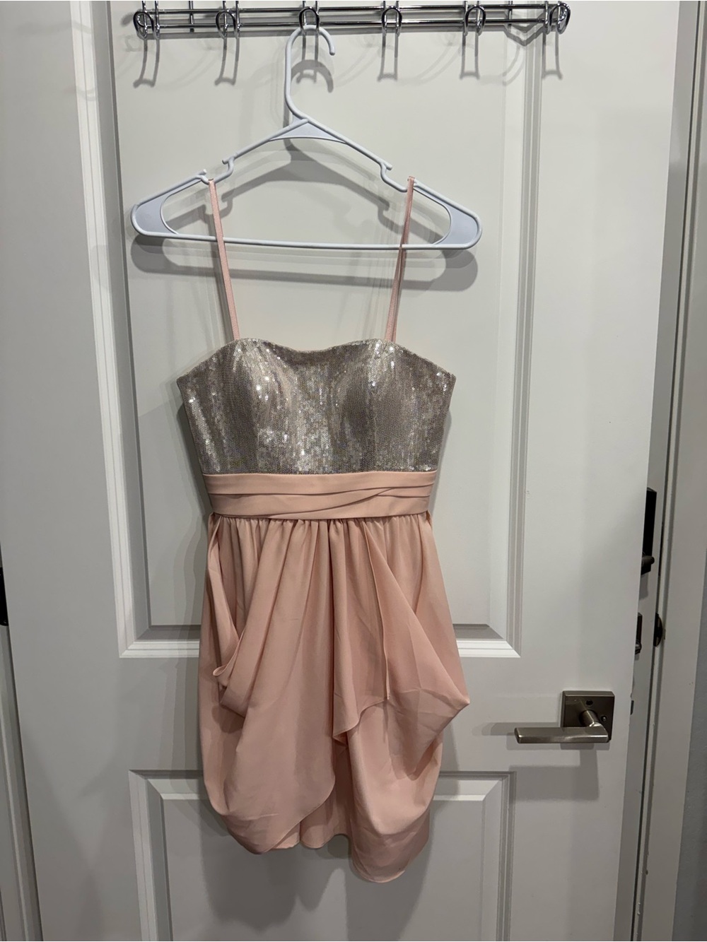 Strapless Pink and Gold Sequin Party Dress